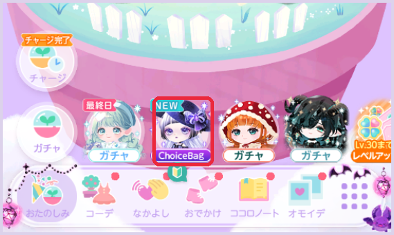 おたのしみ欄のChoiceBagアイコン